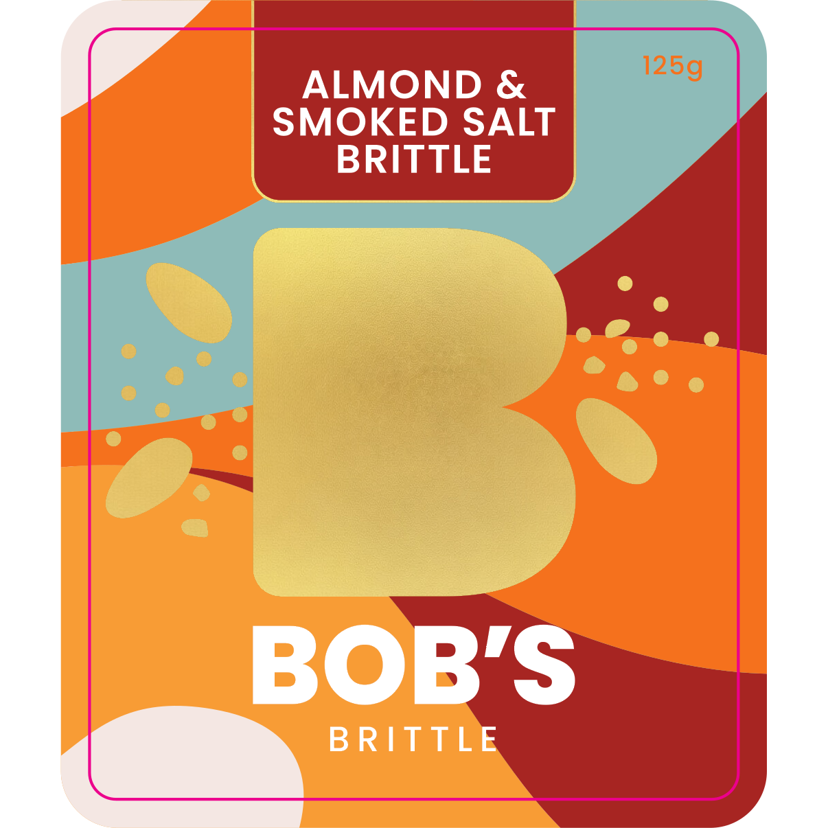 ob's Brittle Almond Smoked Sea Salt Brittle front label 125g Australian made