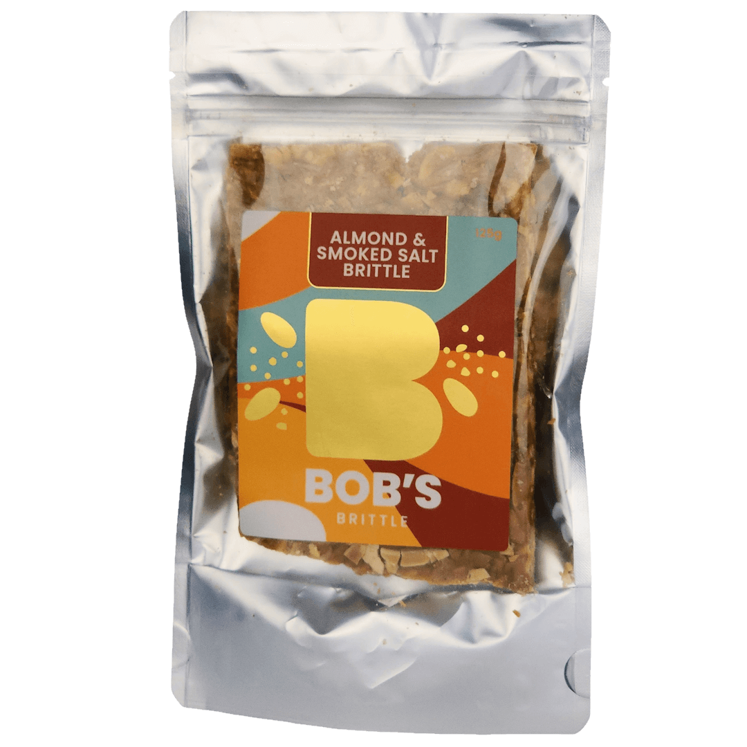 Bob's Brittle Almond Smoked Sea Salt Brittle 125g pack handmade Blue Mountains NSW